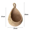 Körbe 1PC Wand hängende Gemüse Obstkörbe natürlicher Jute gewebtes Hangkorb Haus Garten Küche Wandmontierte Aufbewahrungskorb