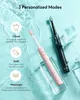 Fairywill Sonic Electric Toothbrush E11 Charge USB à prova d'água com 8 cabeças de substituição de escova preto e rosa Conjunto para o casal 240409