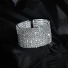 Brins Mangosky Wedding Bridal Bijoux 110 Row Cuff CZ Rignestone Crystal Stretch Strand Bracelet Bangle Dropshipping