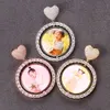 Hip Hop Memory Photo Diy Rotatable Double-Sided Round Heart with Micro Inlaid Zircon Trendetter Pendant Halsband