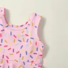Наборы одежды летние рожденные девочки 3PCS милый костюм детские пончики для печати без рукавов.