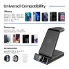 Chargers 5 In 1 Foldable Wireless Charger Stand RGB Dock LED Clock 15W Fast Charging Station for iPhone Samsung Galaxy Watch 5/4 S22 S21