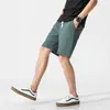 Pantaloni da uomo pantaloncini di lino di cotone maschile casual spiaggia corta quinta estate