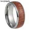 Bandas Tungsten Carbide Band Weanding Wood mixed For Men Mulheres Casais Anel de noivado Dome polido conforto Fit 3 cores para escolher