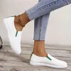 Casual Shoes Spring Summer Women's Flat White Pu Leather Slip On Woman Bekväm mjuk enda loafers för kvinnor