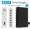 HUBS 10 PORT MULTI USB Charger Station Fast Charging Hub 60W Snabbladdning Power Adapter EU för iPhone 13 Samsung Xiaomi Telefonladdare