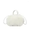 Shoulder Bags Women's Winter Trend Designer Luxury Handbag Fluffy Tote Woven Carry Handle Small Mini Crossbody