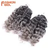Mode Idol Deep Wavy Twist Crochet Hair Synthetic Afro Curly flätor Ombre Brown 10 tum flätning 240410