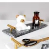 Figurines décoratives Nordic Nordic Natural Marble Tray Decoration Cosmetics Bijoux de salle de bain lavage de salle de bain Rack de rangement accessoires