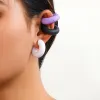 Boucles d'oreilles ingesight.z 1pcs multicolore CCB Stripe épaisses Clips d'oreille ronds Femmes minimalistes sans piercing