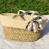 Bolsas de ombro casual cesta de palha feminina shão de praia de praia ao ar livre piquenique rattan fruta portátil artesanal