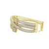 Braccialetti di fascino ghiacciato Baguette scintillante CZ CUBIC CUBIC ZIRCONIA BRACOLO GOLD SIER COLORE SIER LUSICA MIGUI