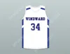 カスタム任意の名前番号メンズユース/キッズシェリーフオニール34ウィンドワードスクールワイルドキャッツホワイトバスケットボールジャージー1トップステッチS-6XL