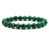 Strands 1pcs 8mm Malachite verde Malachite Naturale Bracciale elastico in rilievo per donne e uomini Accessori quotidiani di gioielli