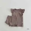 Наборы одежды 2024 Лето новая детская хлопковая дышащая одежда наборы для детской девочки с твердым слоем