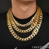 Chaîne de liaison cubaine solide en gros 14K 18K 18K réel plaque d'or Hip Hop Collier de bracelet Miami Hip Hop Taille Miami