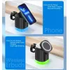 Laddare 3 In1 Magnetic Wireless Charger för iPhone 15 14 13 Pro Max RGB Ambient Light 15W Fast Charging Station för AirPods Apple Watch