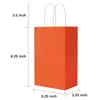 Gift Wrap Custom Orange 5.25x3.25x8.25 Inch Small Kraft Bags With Handles Bulk Paper Birthday Wedding PartyShopping Business