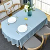 Table Cloth Tablecloth Oval 200cm Solid With Lace Linen Cover Farmhouse Ellipse Waterproof Simple Rustic Modern Style Home