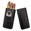 Mini Portable Cigar Storage Box med Sicar Cutter High Quality Pouch Travel Leather Cigarettfodral Fickrökningstillbehör