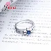 Anelli a cluster Stile Simple Blue Austrian Crystal 925 Sterling Silver for Women Man Fashion Jewelry Forever Ring