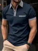 Summer Bussiness Casual Men Polo Shirty Plaid 3D Lapel Button krótkie rękawie Topy Golf T Shirt Oversizes Mens Ubranie 240420