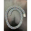 Hip Hop -sieraden 14 mm Witblauw 2 Tone Ronde Moissanite Diamond Miami Cuban Link Chain in 925 Silver