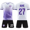 Fans zijn tops T -stukken mannen kinderen overlevende voetbal shirts shorts met zakken uniformen jongens meisjes voetbal tops sets kleren volwassen trainingspak blauw y240423