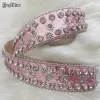 Ceintures punk rock rose rose ceintures STRAP WESTEST COWBOY DIAMONDS BLING BELLE Men Y2K Crystal Classed Cinto de Strass pour Jean