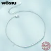 Strängar Wostu 2023 Nyaste 925 Sterling Silver Simplet Anklet Sparkling Bead Chain Foot Leg Armband Minimalistiska smycken Present CQT023