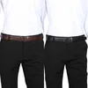 Taille -kettingbanden Men Echte lederen riem cm 110 cm 120cm 130 cm 140 cm 150 cm 160 cm mrivesible Buckle Brown and Black Business Drappen voor mannen Y240422