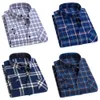 Varumärke Aoliwen Men 100% Cotton Classic Plaid Farm City Casual Shirt Stor klänning för mjuk färgglada flanell 220322