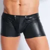 Sexy Ring Plus Size Reißverschluss Offener Schritt Boxer PVC Leder Bühne U Convex Beutel Gay Wear Jockstrap Erotische Dessous F27