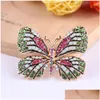 Pinos, broches Big Butterfly Broche Broche Luxury Crystal Pin for Women Party Party Banquet Rhinestone Pins Acessórios para Coloque Droga Droga Judeu DHCQL