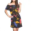 Повседневные платья пользовательские плюс размером 7xl Женские женские полосы холодные платья дизайн платья с красочным печатным принтом короткие рукава рюша