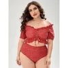 Menas de banho feminina 2024 Mulheres plus size size de maiô de biquínis Bikinis Definir cintura alta larges Bathing Swimming Suits Beachwear para roupas de praia para