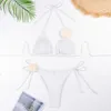 Kąciki kąpielowe projektant Maillot de Bain Triangle Bikini Bikini Zestaw Poliester Solid Niski pasa na plaży Scrunk kantar Seksowne kobiety Skrywskie Toraje de Bano