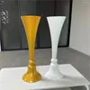 Decoração de festa 10pcs) 65cm/100cm) Casamento Vaso de flor branco mesa de metal da peça de ferro central cilindro de trompete