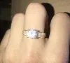 Bänder Yanhui Allergie kostenlos reines Gelbgold Farbe Tibetanische Silberringe Solitaire 2CT 5A Kubikzirkon Ringe Ehering Geschenke für Frauen