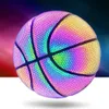 Holographic Reflective Basketball Ball PU Leather Wear-Resistant Colorful Night Game Street Glowing Basketball with Air Needles 240418