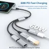 Hubs PD 60W Charge Data Cable HUB 3 in 1 Dock 3 Ports Splitter For Macbook Samsung Huawei Xiaomi USB C To Dual USB TypeC OTG Adapter