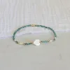 Strengen vlen turquoise kleur miyuki kralen sierlijke armbanden natuurlijke shell hart kruipen armband voor vrouwen rekbare stapelbare sieraden