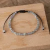 STARDS 1 PC BOHEMISCHE 4MM NATUURLIJKE STEEN GRIJS GRIJS Moonstone Bracelet Verstelbare yoga genezende kristallen bedelarmbanden voor vrouwelijke sieraden