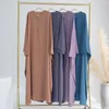 Etnik Giyim Khimar ve Abaya Set 2 Parça Dua Kıyafetleri Kadın Kancalı Döngü Kuffs Hicab Eşarp İslami Dubai Ramazan Eid Müslüman