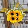 Fleurs décoratives couronnes de tournesol pour porte d'entrée couronne d'automne ferme d'automne de décoration de maison