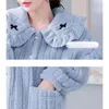 Dames slaapkleding 2024 Coral Velvet Pyjamas vrouwen herfst winter loungewear lange mouwen verdikte pluche warme flanel woonkleding set