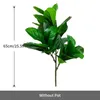 Decorative Flowers 65cm 3 Forks Large Artificial Tropical Plant Fake Rubber Tree Plastic Banyan Green Big Leaves For Home Garden Office