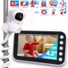 Monitorer 4,3 tums Video Baby Monitor med Camera Pantiltzoom HD Babyphone 2000mah Battery Baby Camera 2way Talk Night Vision Babyphone