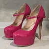 Kleiderschuhe Olomm Ankunft Frauen Frühlingspumpen Mary Janes sexy Stiletto Heels runden Zehen Pink Nacht Club Damen US Plus Size 5-20