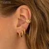 Earrings TIANDE Gold Plated Clip Earrings for Women CZ Zircon Fake Piercing Ear Cuff Women's Earrings 2022 Fashion Jewelry Wholesale